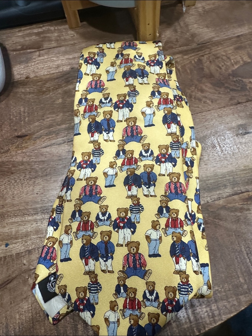 Yellow Teddy Bear Print Tie